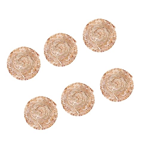 Beaupretty 6 Stück Handgefertigte Mini Strohhüte für Puppen Dekorative Hüte Weicher Rand Gewebt für DIY Projekte und Puppenhaus Zubehör von Beaupretty