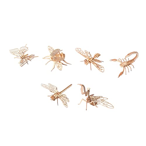 Beaupretty 6 Stück Holzpuzzle Lernspielzeug Tiere Insekten Modellbau DIY Holzspielzeug Pädagogisch Kreativ Geschenk von Beaupretty