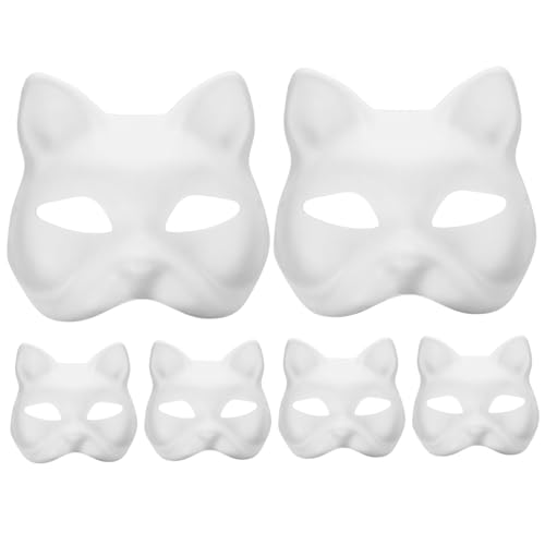 Beaupretty 6 Stück Katze Gesichtsmaske Maskerademaske Maskerade- Für Frauen Leere Diy-masken Leere Masken Zum Dekorieren Diy Masken Für Party Partymasken Weiß Papier von Beaupretty