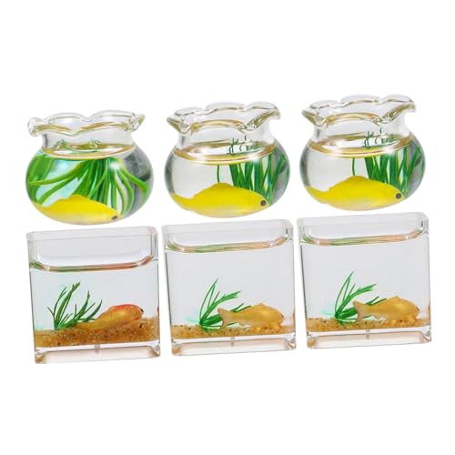 Beaupretty 6 Stück Mini -Fischtankdekoration Miniatur-Szenendekoration Puppenhaus Miniaturaquarium kleines Fischglas kleines Desktop-Aquarium Glas mit hohem Borosilikatgehalt Zufällige Farbe von Beaupretty