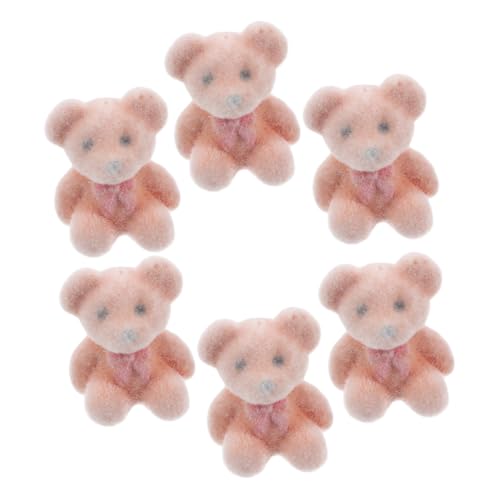 Beaupretty 6 Stück Mini Plüschbären aus Flockmaterial Kleine Kuscheltiere für Deko DIY Bastelzubehör und Partygeschenke Niedliche Mini Tierfiguren für Hochzeits und Veranstaltungsdekoration von Beaupretty