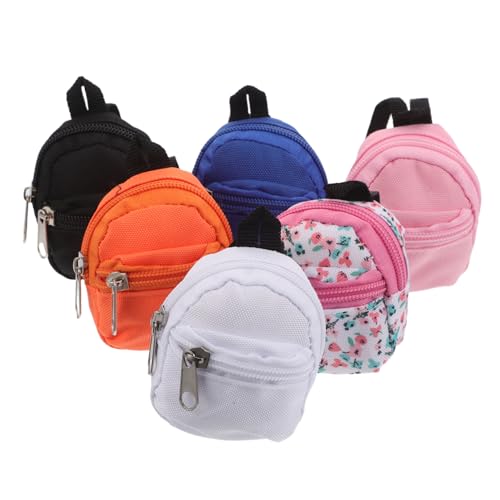 Beaupretty 6 Stück Mini Puppenrucksäcke mit Reißverschluss Stoff-Schulranzen für Puppen Detailreiche Leichte Mini-rucksäcke in Farben für Puppenhaus Rollenspiel und Kreatives Spiel von Beaupretty