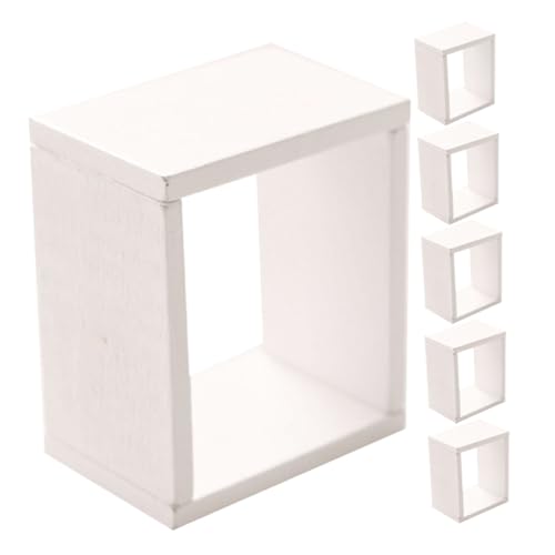 Beaupretty 6 Stück Miniatur Puppenhaus Schrank Teiliges Weißes Regal Modell Kleines Leichtes Aufbewahrungsregal für Puppenhaus Schlafzimmer und Esszimmer Dekoration von Beaupretty