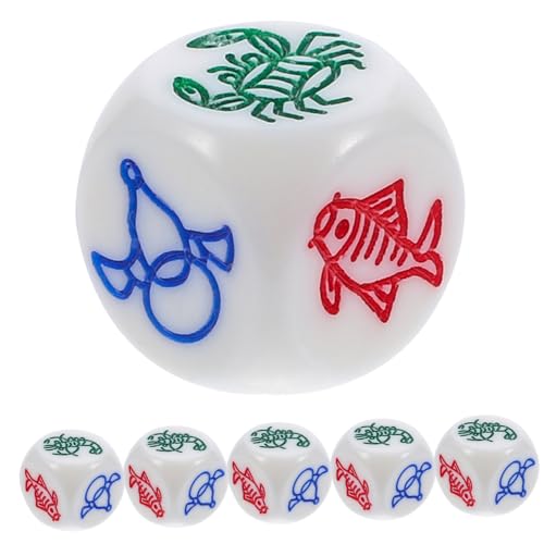 Beaupretty 6 Stück Partyspiel Würfel Fisch Garnelen Krabben Design Resin Spielwürfel für Zuhause Bar Treffen Kreatives Glücksspiel Zubehör von Beaupretty