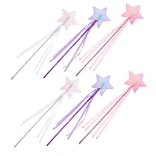 Beaupretty 6 Stück Pentagramm-Fee-Zauberstab Zauberstab Requisiten Feenstern Rosa Weihnachten Kind Halloween-Partygeschenke Gefälligkeiten für Weihnachtsfeiern Feenstöcke Glitzerstäbe Stoff von Beaupretty