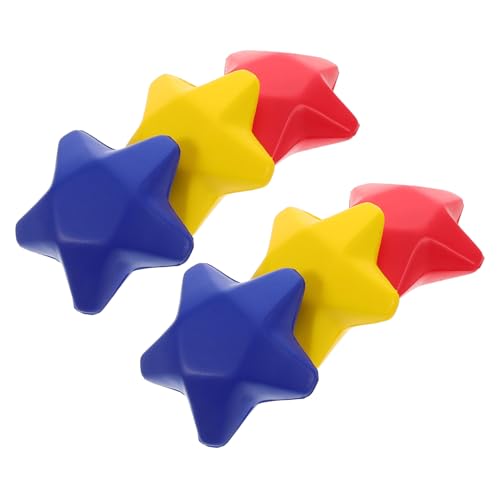 Beaupretty 6 Stück Sternförmige Squishy Stressbälle Gelb Rot Blau Handmuskeltrainer zur Griffkraftsteigerung Weiche PU Schaum Bälle für Erwachsene Sensorisches für Büro Schule und Zuhause von Beaupretty
