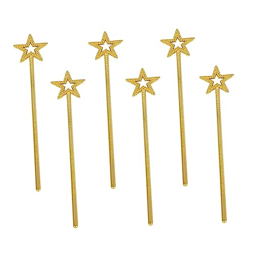 Beaupretty 6 Stück Teiliges Goldene Feenstäbe mit Stern Design Magische Zauberstäbe für Mädchen als Kindergeburtstags Deko und Cosplay Party Zubehör von Beaupretty
