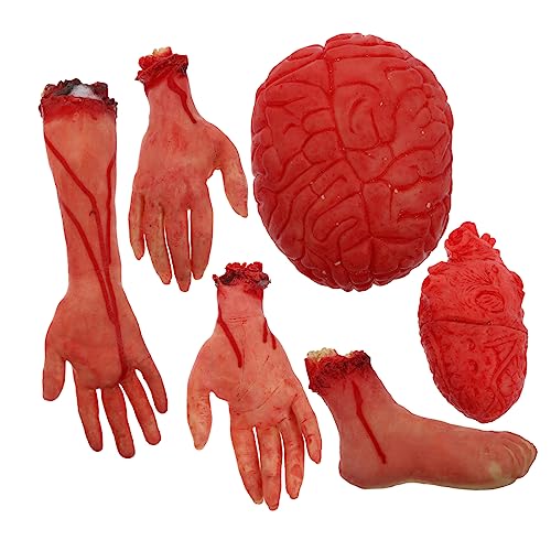 Beaupretty 6 Stück Teiliges Halloween Dekorationsset Blutige Abgetrennte Körperteile Realistische Party Requisiten für Gruselige Spukhaus Deko und Halloween Zubehör von Beaupretty