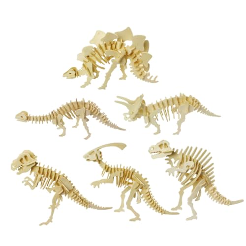 Beaupretty 6 Stück Teiliges Holz Dinosaurier Puzzle Pädagogisches Lernspielzeug für Sicher und Farbenfroh Verbessert Hand Auge koordination und Gehirnentwicklung Inklusive Tyrannosaurus von Beaupretty