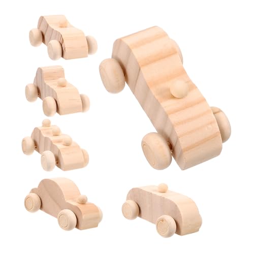 Beaupretty 6 Stück Teiliges Holzauto Bastelset zum Bemalen Blanko DIY Holzspielzeug Sichere Unbemalte Mini Autos für Kreative Malprojekte und Auto Dekorationen von Beaupretty