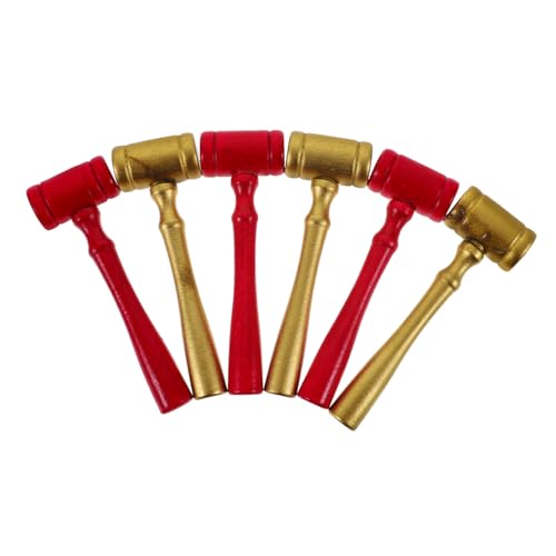 Beaupretty 6 Stück Teiliges Holzrichterhammer in Dunkelrot und Gold Handliches Holzspielzeug für Vielseitiger Auktions und Gerichtshammer Sicherer Griff mit Glatten Kanten für Rollenspiele von Beaupretty