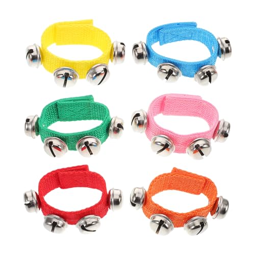 Beaupretty 6 Stück Teiliges Kleine Bunte Handgelenksglocken für Musikspielzeug zur Tanzförderung Sensoriktraining und Hand Augen Koordination Weiches Stoffarmband für Sicheren von Beaupretty