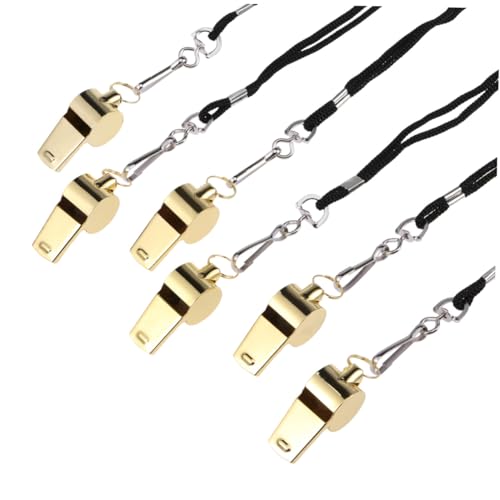 Beaupretty 6 Stück Teiliges Laute Edelstahl Notfallpfeifen mit Schlüsselanhänger Outdoor Survival Trillerpfeifen für Schule Sport Camping Wandern und Training Goldfarben Beaupretty 6 Stück Teiliges Laute Edelstahl Notfallpfeifen mit Schlüsselanhänger Outdoor Survival Trillerpfeifen für Schule Sport Camping Wandern und Training Goldfarben von Beaupretty