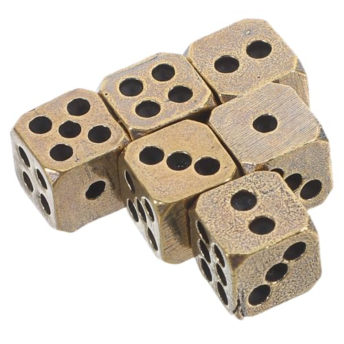 Beaupretty 6 Stück Teiliges Messing Würfel mit Abgerundeten Kanten Robuste Vintage Würfel für Brettspiele und Rollenspiele Zubehör für Party Camping und Familienspiel von Beaupretty