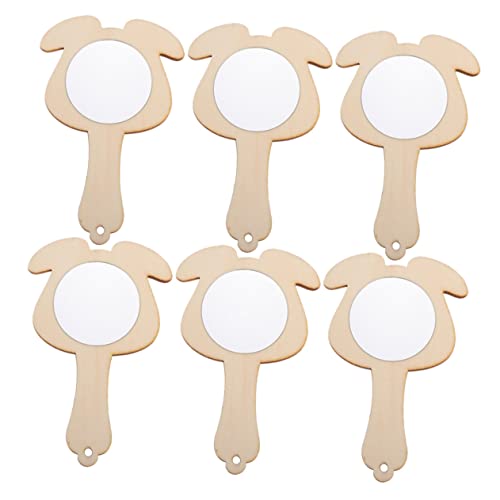 Beaupretty 6 Stück Teiliges Mini Holzspiegel zum Basteln für DIY Handspiegel aus Naturbelassenem Holz Unbemalt für Malen und Kreatives Gestalten Geeignet als Kinderzubehör und von Beaupretty