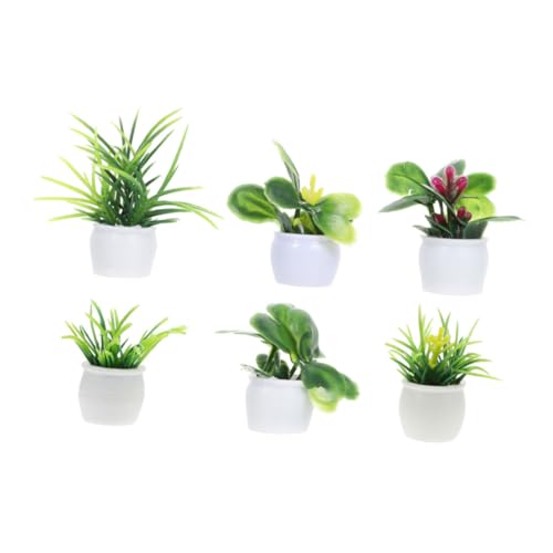 Beaupretty 6 Stück Teiliges Mini Pflanzen Modell Figuren Realistische Miniatur Bonsai Deko für Puppenhaus und Garten Kunstpflanze für Kreatives Dekorieren von Beaupretty