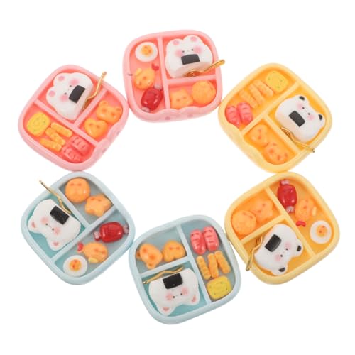 Beaupretty 6 Stück Teiliges Miniatur Dollhouse Essensset aus Robustem Harz Niedliche Sushi und Snack Modelle Bunte Miniatur Lunchbox Dekorationen für Kreative Puppenhaus Szenerien von Beaupretty