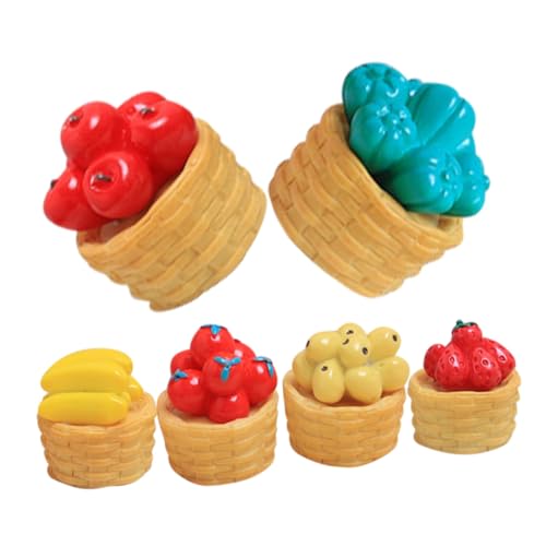Beaupretty 6 Stück Teiliges Miniatur Obstkorb aus Resin Detailreiche Cartoon Dekoration für Puppenhaus Vielseitig für Bastelprojekte und Kleine Wohnraumverschönerung Leicht und Platzsparend von Beaupretty