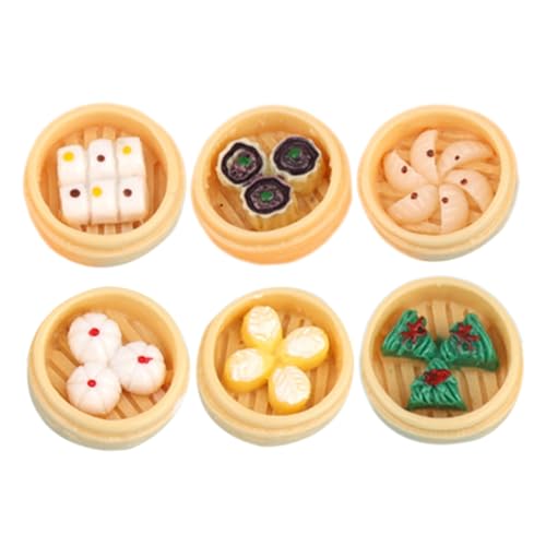 Beaupretty 6 Stück Teiliges Miniatur Steamer Modellset Detailgetreue Miniatur Gedämpfte Speisen Lebensechte Puppenhaus Lebensmitteldekoration Geeignet für Kinderspielküchen von Beaupretty