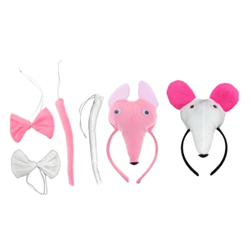 Beaupretty 6 Stück Teiliges Mouse Kostüm mit Ohren Haarreif Nase und Fliege Weiches Bequemes Accessoire für Geburtstagsparty Karneval Cosplay und Faschingsfeiern von Beaupretty