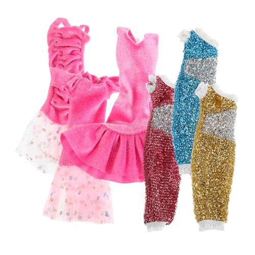 Beaupretty 6 Stück Teiliges Pailletten Puppenkleid Einseitig Schulterfrei Glitzerndes Party Prinzessin Kostüm Modisches Abendkleid für Verschiedene Puppen Passend für Sommerfeste und Bälle von Beaupretty