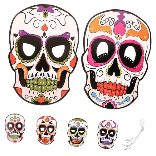 Beaupretty 6 Stück Teiliges Papiermasken Tag der Toten Party Dekoration Leichte DIY Papiermaske für Karneval Halloween Kostümfest Cosplay Zubehör von Beaupretty