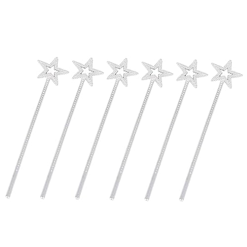 Beaupretty 6 Stück Teiliges Silberne Kunststoff Feenstäbe mit Stern Design Magische Zauberstäbe für Mädchen Geburtstagsparty Cosplay Bühnenrequisiten Kinderfreundlich und Leicht von Beaupretty