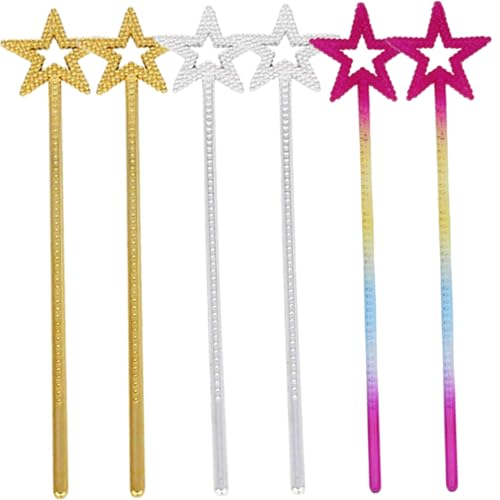 Beaupretty 6 Stück Teiliges Sternform Gold Silber Leichte Feenstäbe für Party Dekoration Requisiten für Auftritte Halloween Geburtstagsfest Zubehör von Beaupretty