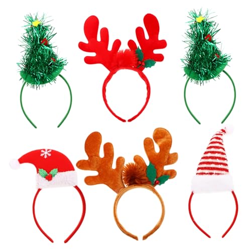 Beaupretty 6 Stück Teiliges Weihnachts-stirnband Weichen Gepolsterten Rentiergeweihen und Weihnachtsmützen Kreative Haarschmuck-accessoires für Erwachsene für Weihnachtsfeiern und Festliche von Beaupretty