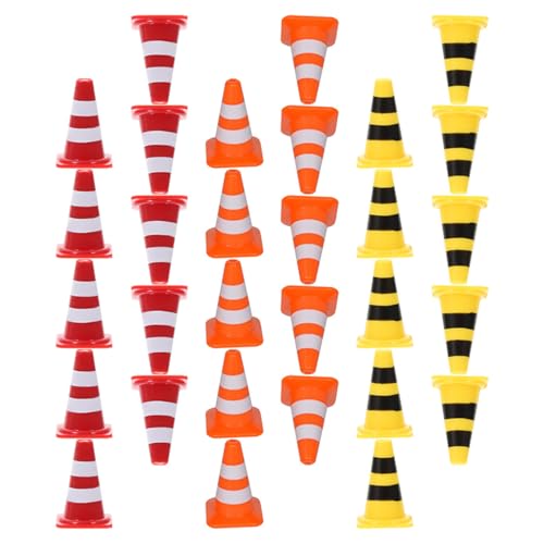 Beaupretty 60 Stück Teiliges Verkehrsschilder Spielset aus Kunststoff Mini Sicherheitskegel und Straßensperren in Rot Gelb Orange Fördert Kreatives Rollenspiel und Verkehrserziehung Drinnen von Beaupretty