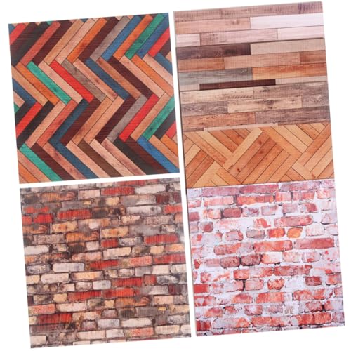 Beaupretty 7 Blätter Teilige Mini Holzstruktur Wandtattoo für Puppenhaus Selbstklebende Retro Tapete Realistische PVC Wandverkleidung Einfach Anzubringen für Wohnzimmer und Schlafzimmer der von Beaupretty
