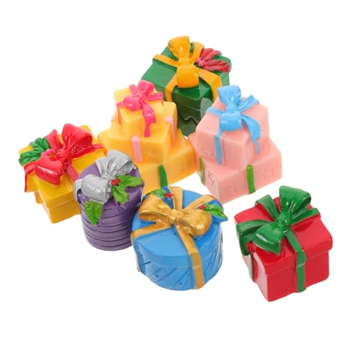 Beaupretty 7 Stück Teiliges Miniatur Resin Geschenkboxen Farbige Weihnachtsdekorationen Wetterfeste Miniaturgeschenke für DIY Basteln Vielseitige Deko für Puppenhaus Tisch und Regal von Beaupretty