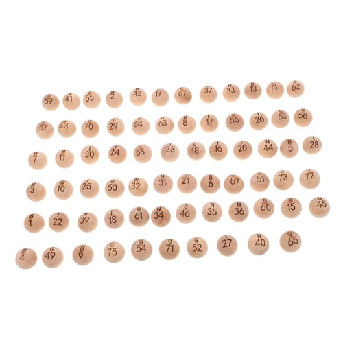 Beaupretty 75 Stück Teiliges Set Holz Bingo Zahlenbälle mit Klarer Gravur Leicht und Tragbar Robustes für Spiele Raffles Familienfeiern Fördert und Interaktion von Beaupretty