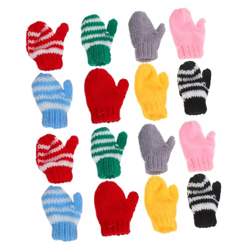 Beaupretty 8 Paare Mini Strickhandschuhe für Puppen Zubehör Handgestrickt Kleine Handschuhe für Rollenspiele Kreatives DIY Bastelset Bunte Wollhandschuhe für Mädchen von Beaupretty