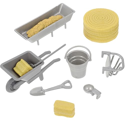 Beaupretty Miniatur Bauernhof Spielzeug für Kinder 8 Stück Zubehör für Kreatives Rollenspiel Hoher Simulationseffekt für Kleinkinder von 1-5 für Puppenhäuser und Sandtische von Beaupretty