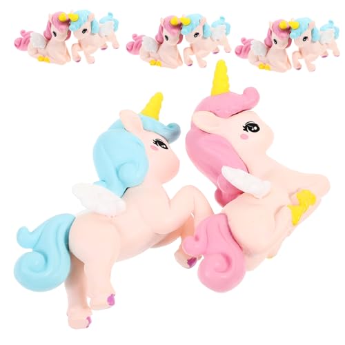Beaupretty 8 Stück Teiliges Mini Einhorn Figuren Süße Kuchendekoration für Miniatur Tortenaufleger und Puppenhäuser Bunte Resin Einhorn Deko für Kreative Feste von Beaupretty