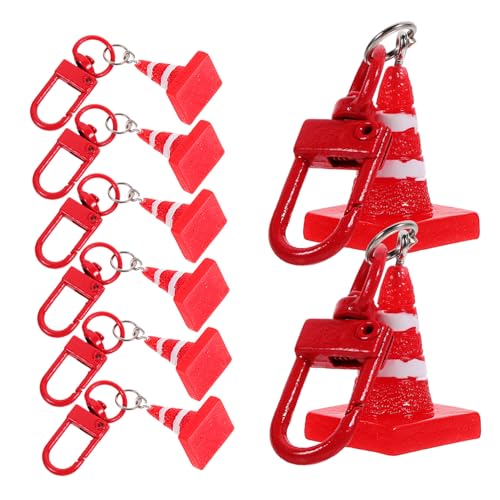 Beaupretty 8 Stück Teiliges Resin Verkehrshütchen Anhänger Schlüsselanhänger und Taschenanhänger Lebendige Verkehrsleitkegel Deko Partygeschenk für Verkehrsspiel Fans Rot DIY Schmuckanhänger von Beaupretty