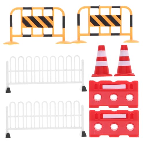 Beaupretty 8 Stück Teiliges Verkehrszeichen Spielset mit Absperrkegeln und Straßensperren Leuchtend Pädagogisches Lernspielzeug für Straßenverkehrserziehung und Sandtisch Szenarien von Beaupretty