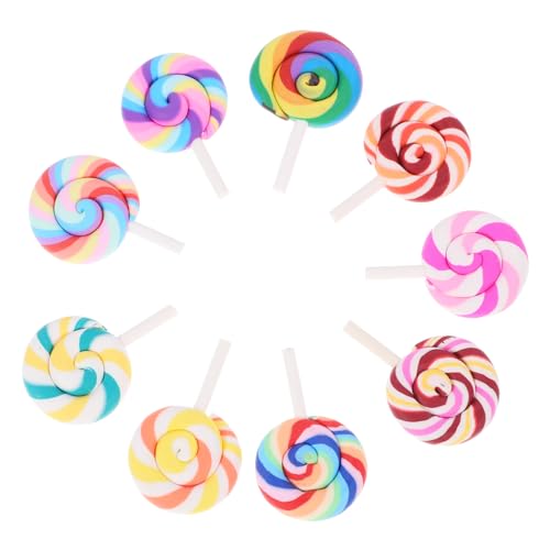 Beaupretty 9 Stück Teiliges Bunte Süße Lutscher Charms Dekorative Mini Modelle für Puppenhaus und Mikrolandschaften Lebendige Farben Realistische Nachbildung für DIY Projekte von Beaupretty