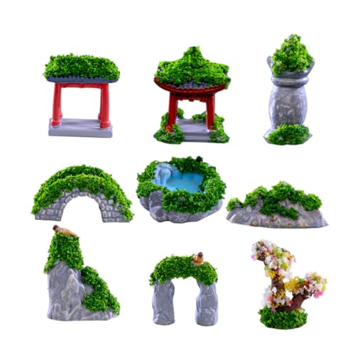Beaupretty 9 Stück Teiliges Miniatur Micro Landschaftsmodell aus Harz Antike Gebäude Dekoration für Miniaturgärten Puppenhäuser und Desktop Dekorationen Langlebig und Leicht für und von Beaupretty