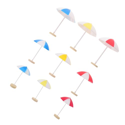 Beaupretty 9 Stück Teiliges Miniatur-strandschirm Kunststoff Lebensechte Puppenhaus-sonnenschirme in Rot Gelb Blau Verschiedene für DIY-mikrolandschaften Puppenhaus-deko Meer-dioramen und von Beaupretty