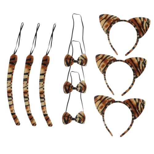 Beaupretty 9 Stück Teiliges Tiger kostüm mit Ohr haarreifen Schleife und Leichtes Tragbares Tier accessoire für Karneval Fasching und Performance von Beaupretty