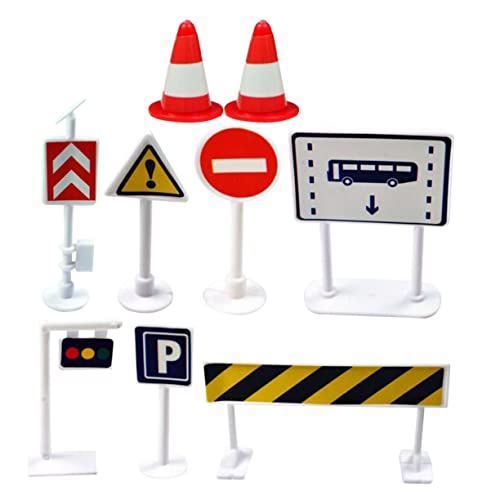 Beaupretty 9 Stück Teiliges Verkehrszeichen Spielset für Simulation von Straßenschildern und Verkehrshindernissen Motorischen Fähigkeiten und Verkehrssicherheit von Beaupretty
