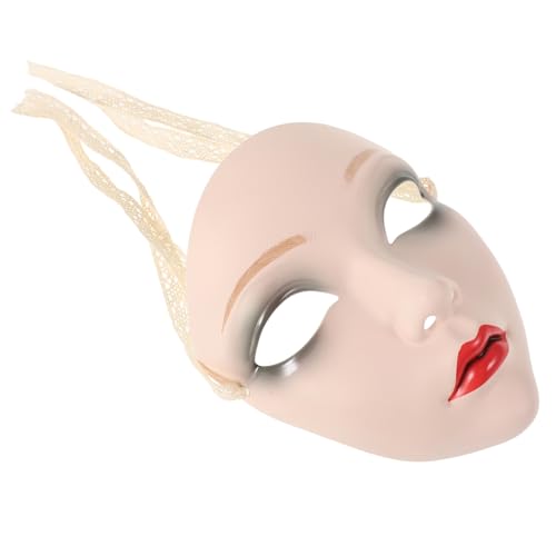 Beaupretty Antike Maske Japanische Cosplay-maske Sammelzubehör Karneval Malvorlagen Traditionelle Handgemachte Maske Festival-streich-tool Halloween-maskenstütze Maskenprop Weiß Plastik von Beaupretty