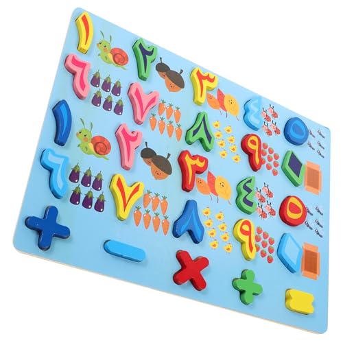Beaupretty Arabisches Holzpuzzle für Kleinkinder Lernspielzeug mit Großen Zahlenblöcken Sicheres Steckspiel zur Frühen Bildung Fördert Logisches Denken und Feinmotorik Blau von Beaupretty