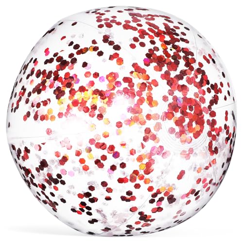 Beaupretty Aufblasbarer Strandball mit Glitzernden Pailletten mit Pumpe PVC Material Wasserfestes Poolsportspielzeug für Strand Schwimmbad und Sommerpartys von Beaupretty