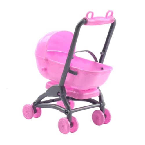 Beaupretty Babypuppen Kinderwagen Cartoon Puppenwagen Zubehör für Puppenhaus Mädchen Leichte Kompakte Doll Carriage Realistischer Puppenbuggy für Rollenspiele von Beaupretty