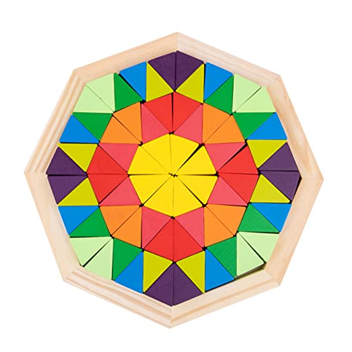 Beaupretty Bunte Holzbausteine Pädagogisches Geometrisches Puzzle für Fördert Räumliches und Kreativität für Vorschule und Vorschulkinder von Beaupretty