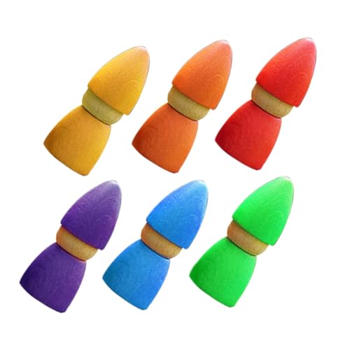 Beaupretty Bunte Holzpuppen Spielset Lernspielzeug aus Buche Farbige Bauklötze Montessori Pädagogisch für Kreative Motorik und Farberkennung Ab Jahren von Beaupretty