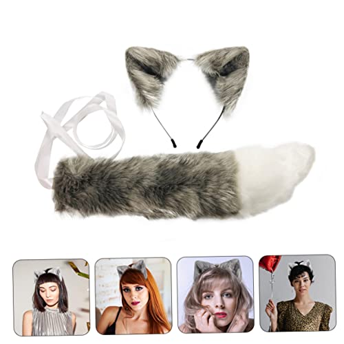 Beaupretty Cosplay Foxes Ears Haarreif und Graue Fuchs Kostüm Requisite für Party Festival und Verkleidung Handgefertigt Weiches Kunstfell Lustiges Accessoire für Karneval von Beaupretty